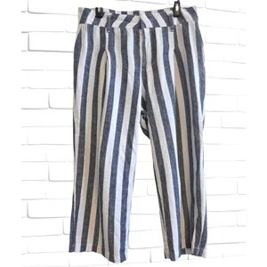 Harve Benard Navy and White Striped Pants